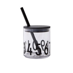 Straw lid for kids drinking glass - Black